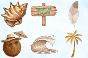Sepia Tropical Beach Clipart, an Illustration by Craft Nest (Thumbnail 5 of 5)