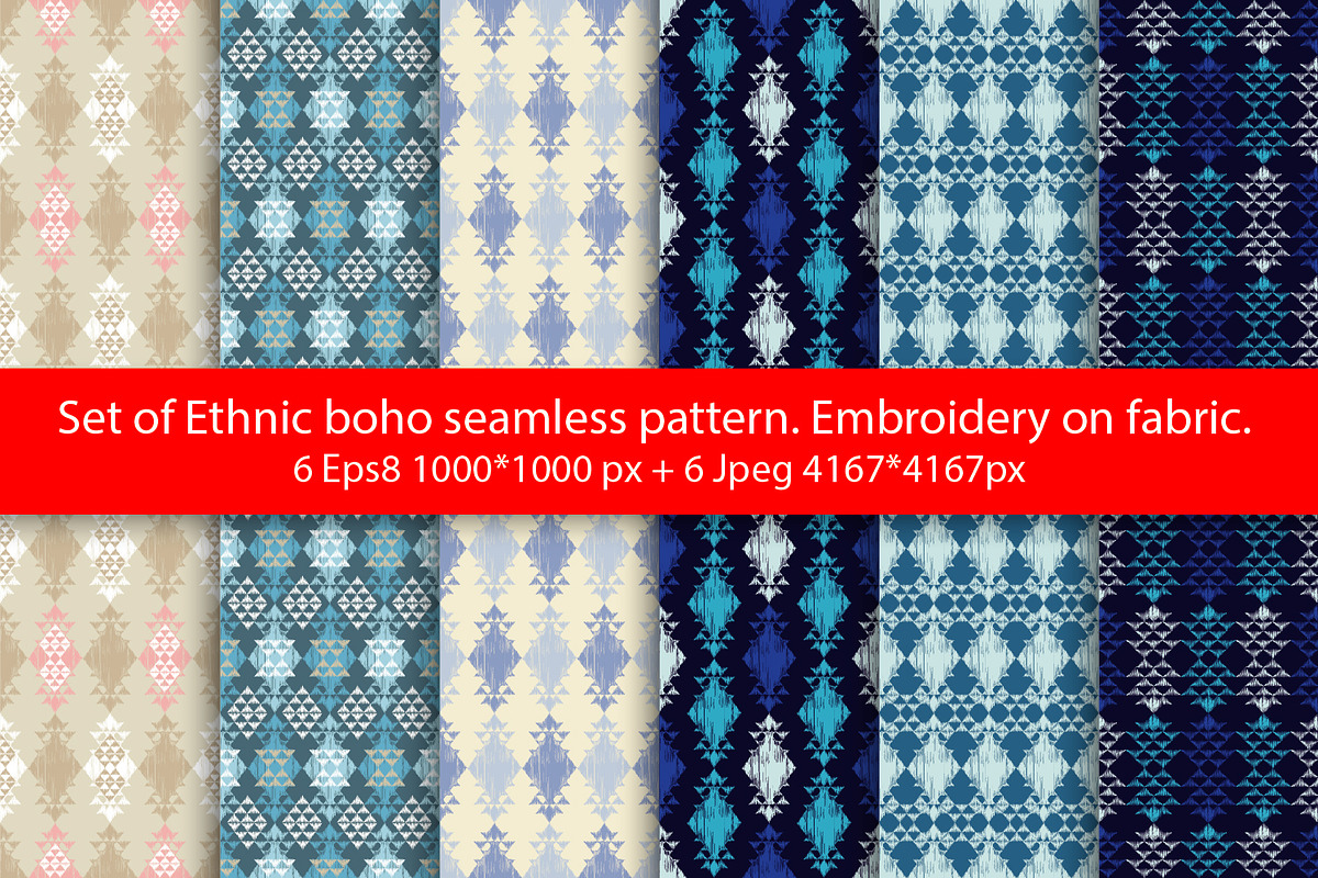 Set of Ethnic boho seamless pattern., a Pattern Graphic by Shop seamless patterns (Photo 1 of 7)