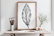 Elegant Feathers Line Art SVG, an Object Graphic by Dervik Art Store (Thumbnail 5 of 6)