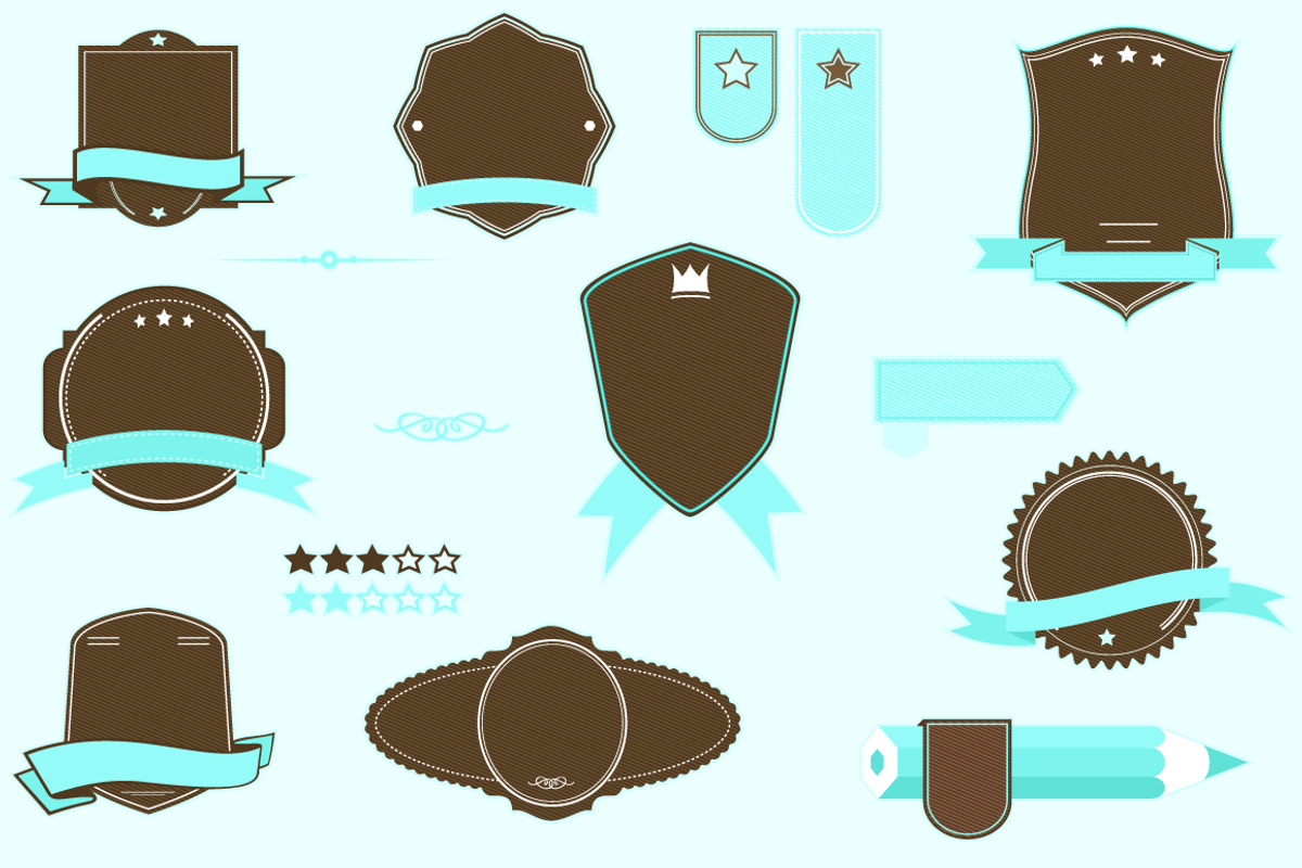 retro banner ribbons frames pack 1