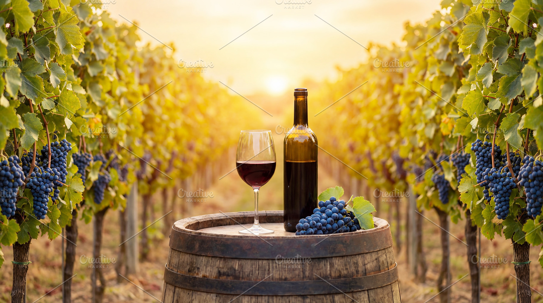 Glass of red wine and a bottle, a Food & Drink Photo by Volff
