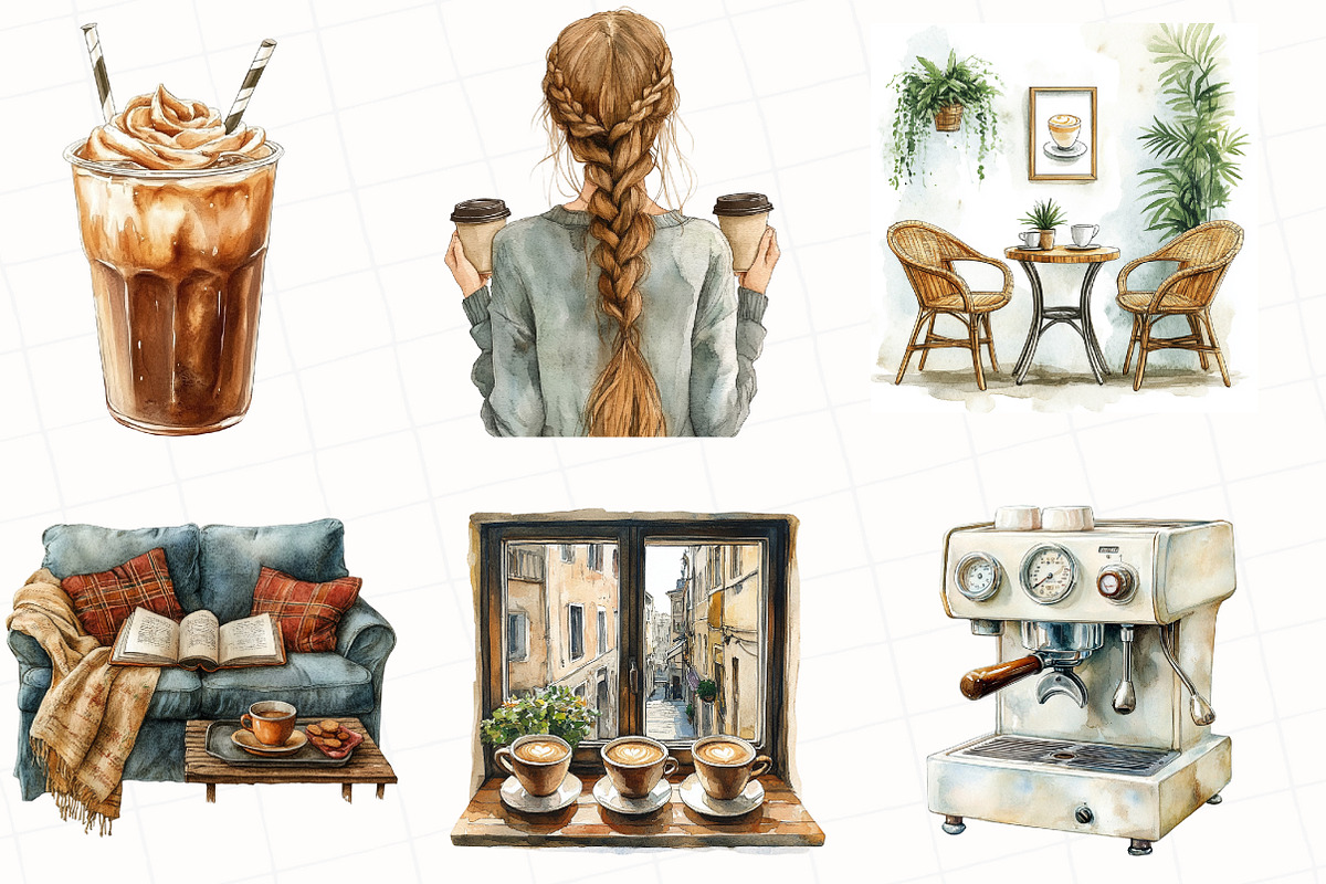 Watercolor Coffee Lover Clipart, an Illustration by OK Design (Photo 5 of 5)