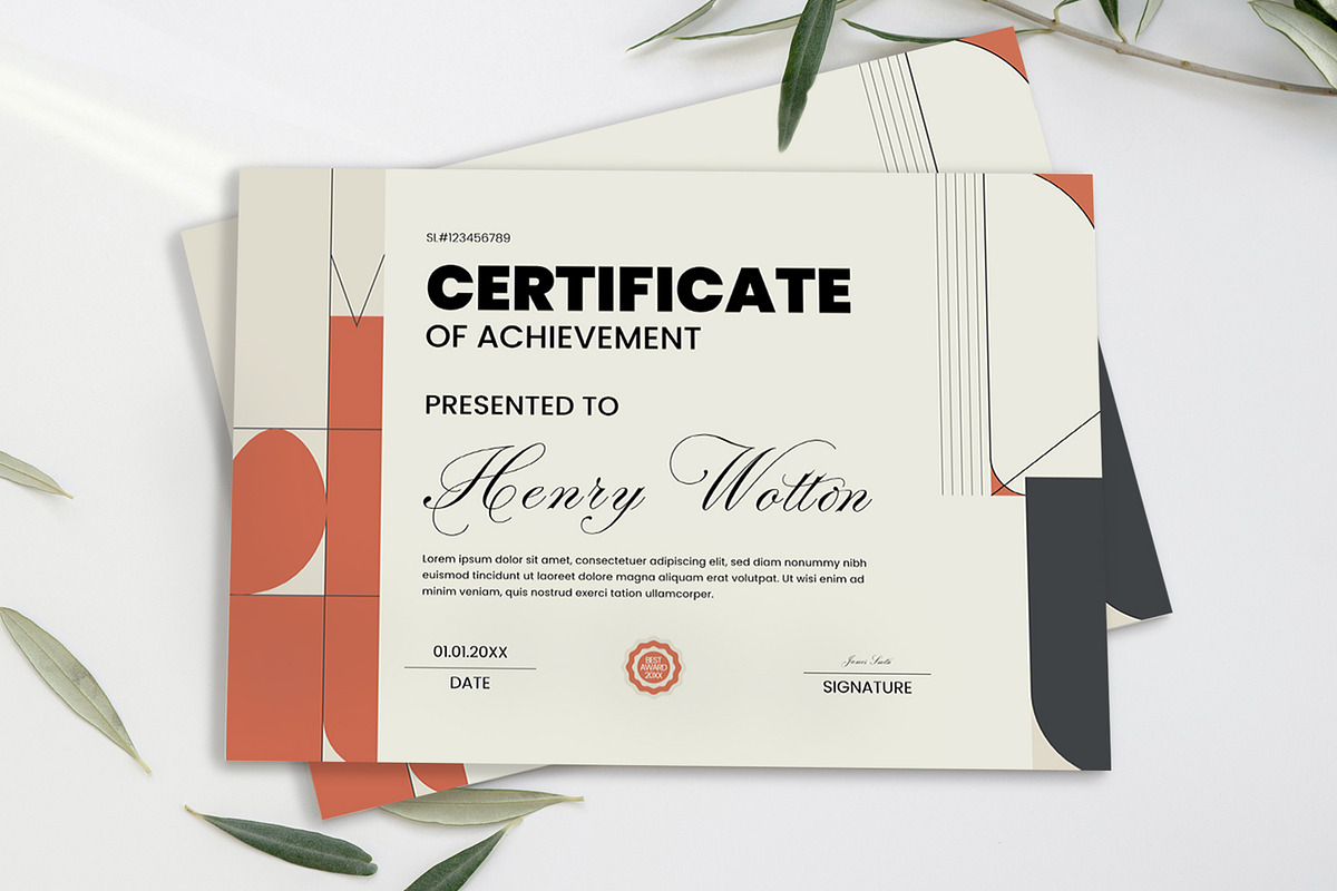 Modern Minimal Certificate, a Stationery Template by ContestDesign (Photo 1 of 2)
