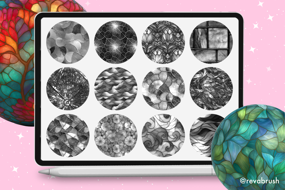 Procreate Stained Glass brushes, a Brush Add-On by Revabrush (Photo 4 of 8)