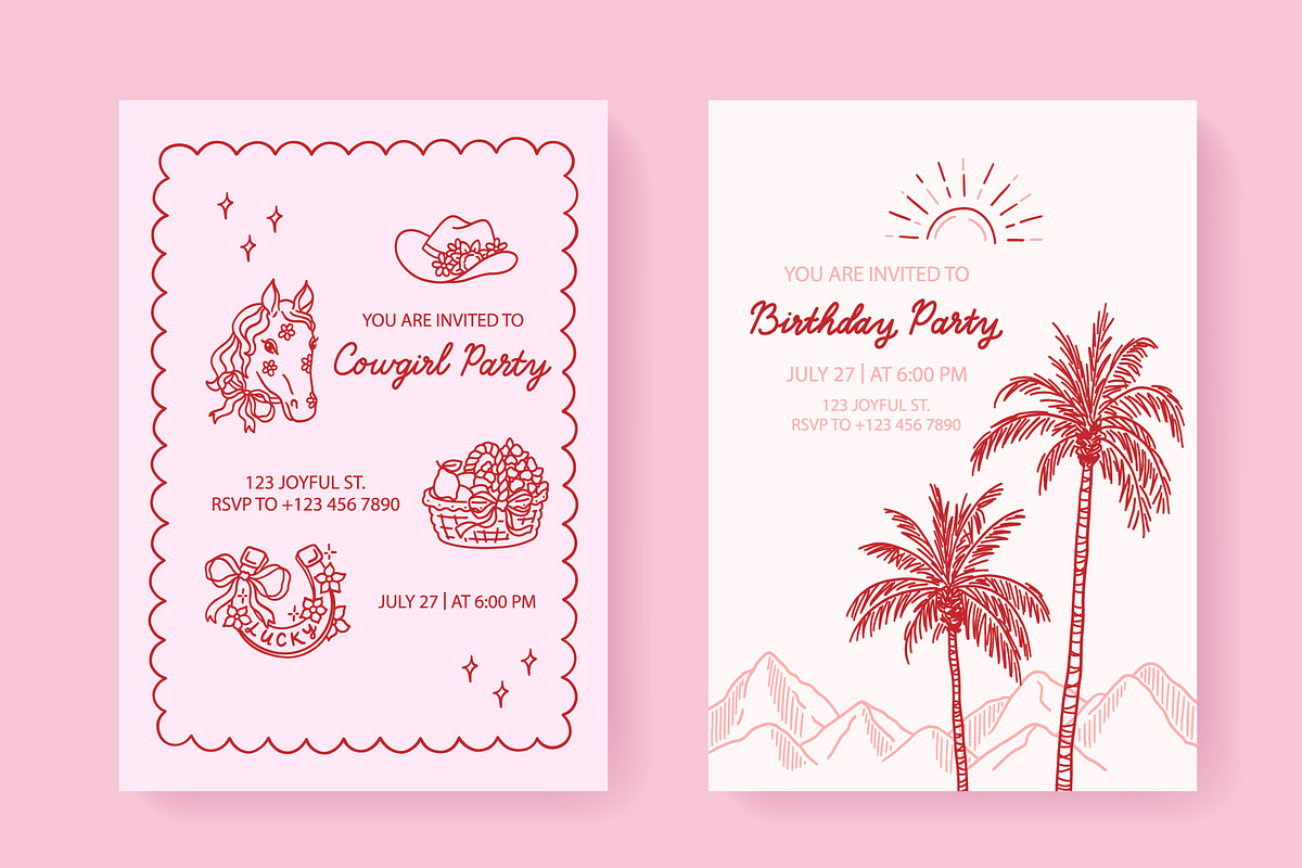 Cowgirl Party Invitation Templates preview 3