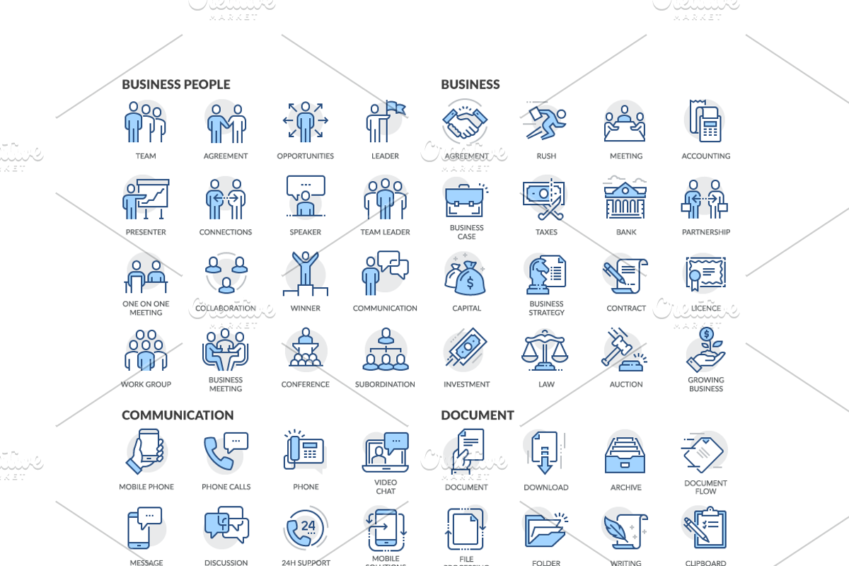 Blueline icons set, an Outline Icon by Davooda (Photo 2 of 2)