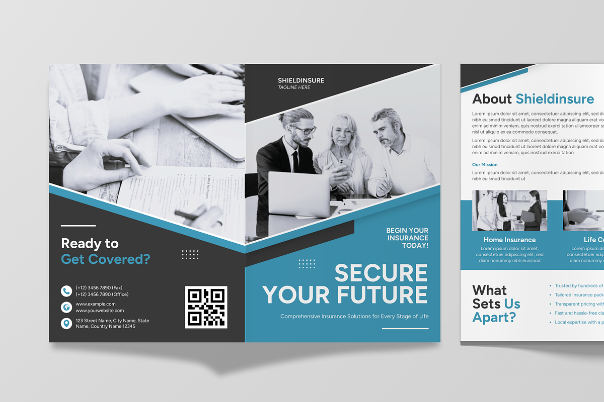 Insurance Agency Brochure Bifold, a Brochure Template by Annora Studio (Photo 6 of 6)
