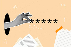 Halftone hand password. Manual input, a Technology Illustration by Stock-Smart-Start