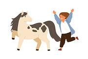 Cute children with ponies set, an Animal Illustration by Good Studio (Thumbnail 5 of 7)