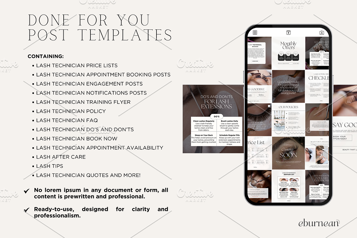 Lash Tech Template Instagram Posts, a Social Media Template by Studio Eburnean (Photo 2 of 3)