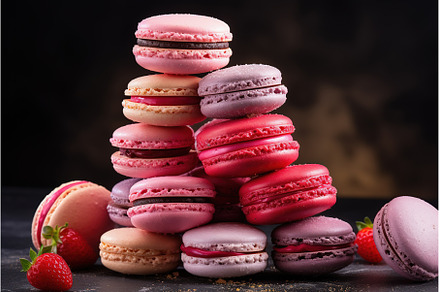 Pink macarons dessert. Classic, a Food & Drink Photo by Lermont51