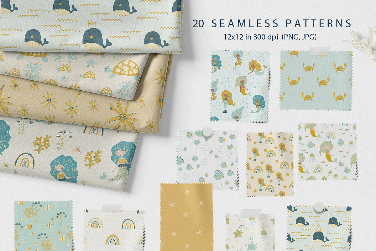 Mermaids and Sea animals collection, an Animal Illustration by polikarpovaart (Photo 7 of 11)