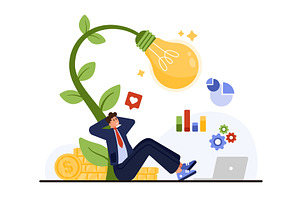 Passive Income Growth Concept with, a Finance Illustration by Flashvector
