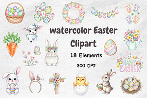 Watercolor Easter Clipart, a Seasonal Illustration by BerryPieArt
