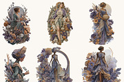 Virgo Lady Clipart Bundle, a Person Illustration by BusyDaydesign (Thumbnail 5 of 9)