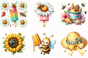 Watercolor Summer Bee Clipart, an Illustration by OK Design (Thumbnail 4 of 5)