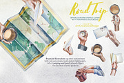 Watercolor Road Trip Clipart Set, a Person Illustration by ArtCreationsDesign (Thumbnail 10 of 19)
