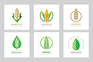 Cereal Organic Harvest Logo Set