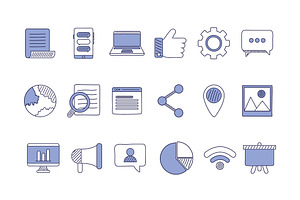 Marketing Doodle Icons Set, an Object Illustration by studiogstock