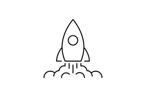 Rocket launch outline icon. Business, an Outline Icon by Saggitarius