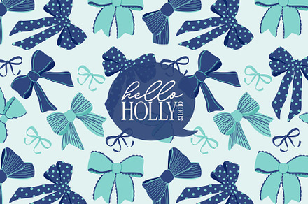 Bow Seamless Navy Teal