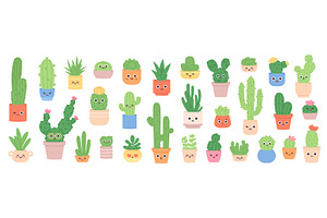 Home plants characters. Cacti and, an Object Illustration by LadadikArt