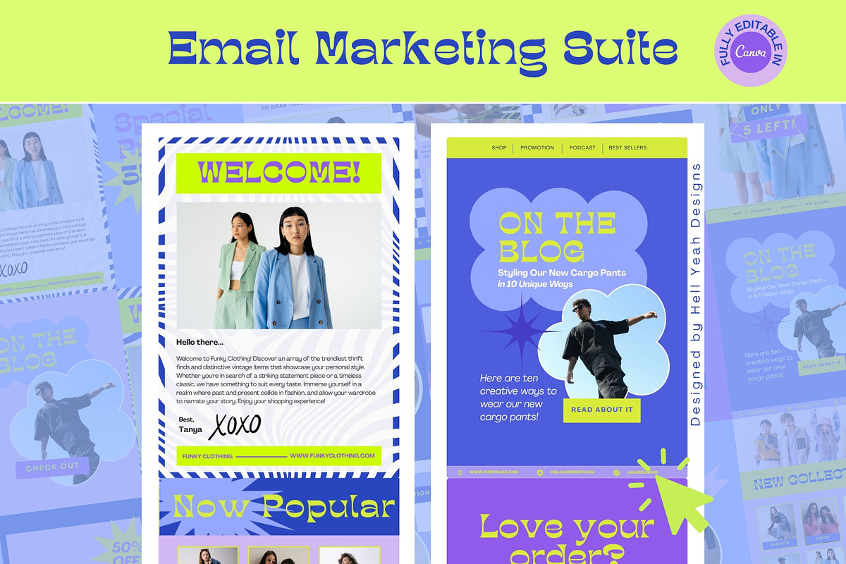 Funky Email Marketing Suite Template, an Email Template by Hell Yeah Designs (Photo 1 of 12)