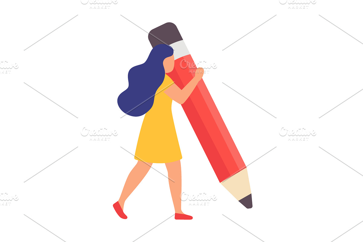 Woman in yellow dress carrying, a Person Illustration by GraphiShop