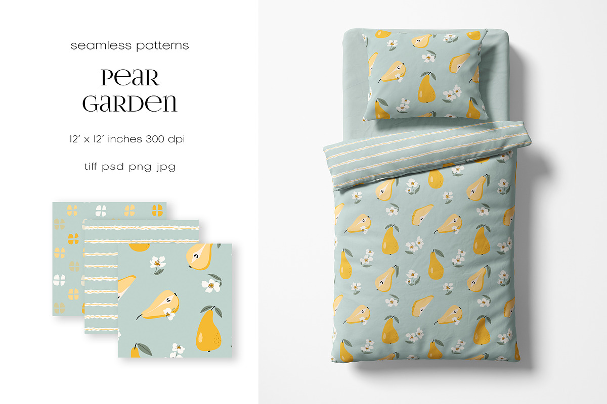Pear Garden – Seamless Pattern Set, a Pattern Graphic by PROTEA Watercolor Studio (Photo 2 of 8)