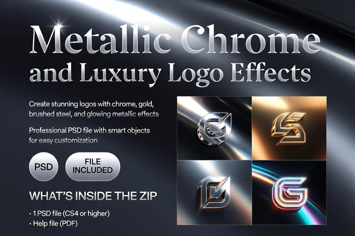 Chrome Metallic Luxury Logo FX Pack, an Object Graphic by Dreamanart (Photo 1 of 3)