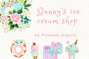 Bunny's ice cream shop clipart, an Animal Illustration by heyiamalice (Thumbnail 4 of 13)