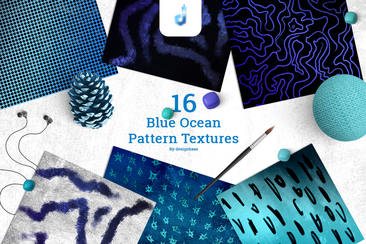Blue Ocean Pattern Textures, a Pattern Graphic by Designbase (Photo 1 of 5)