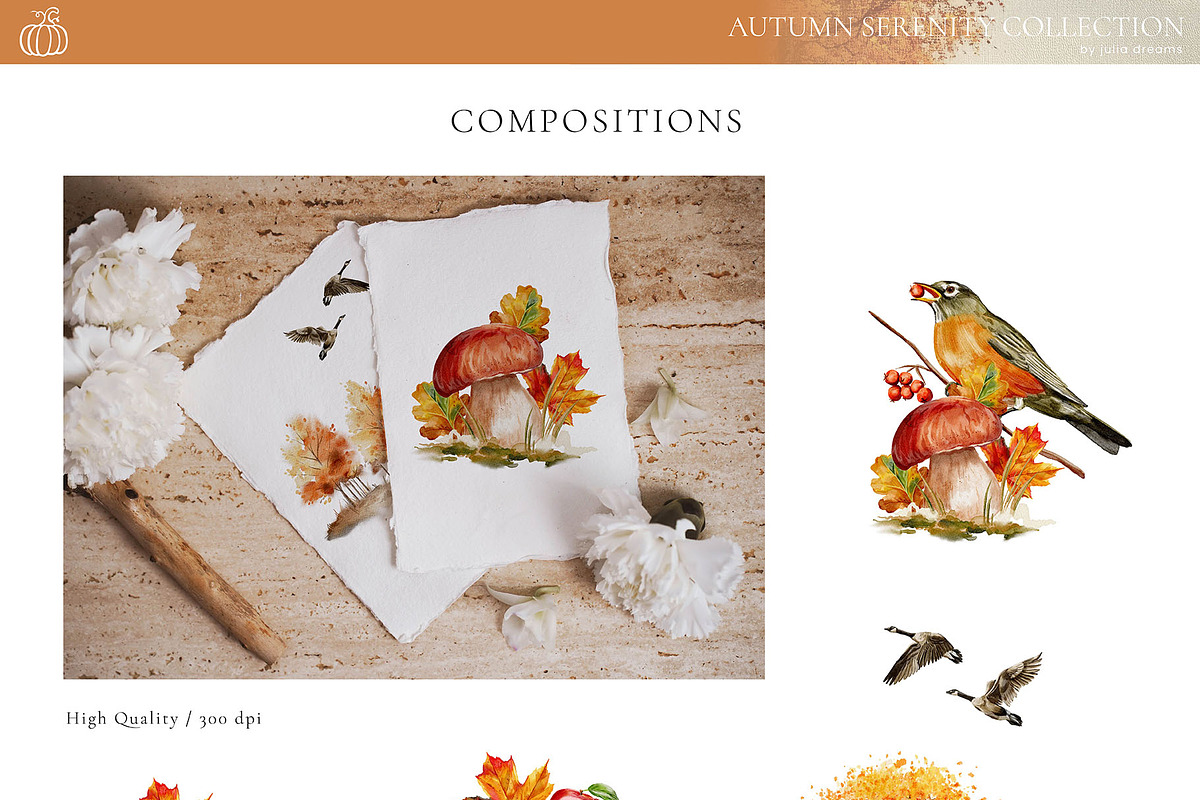 Autumn Serenity Watercolor Clipart, a Graphic by Julia Dreams (Photo 11 of 12)