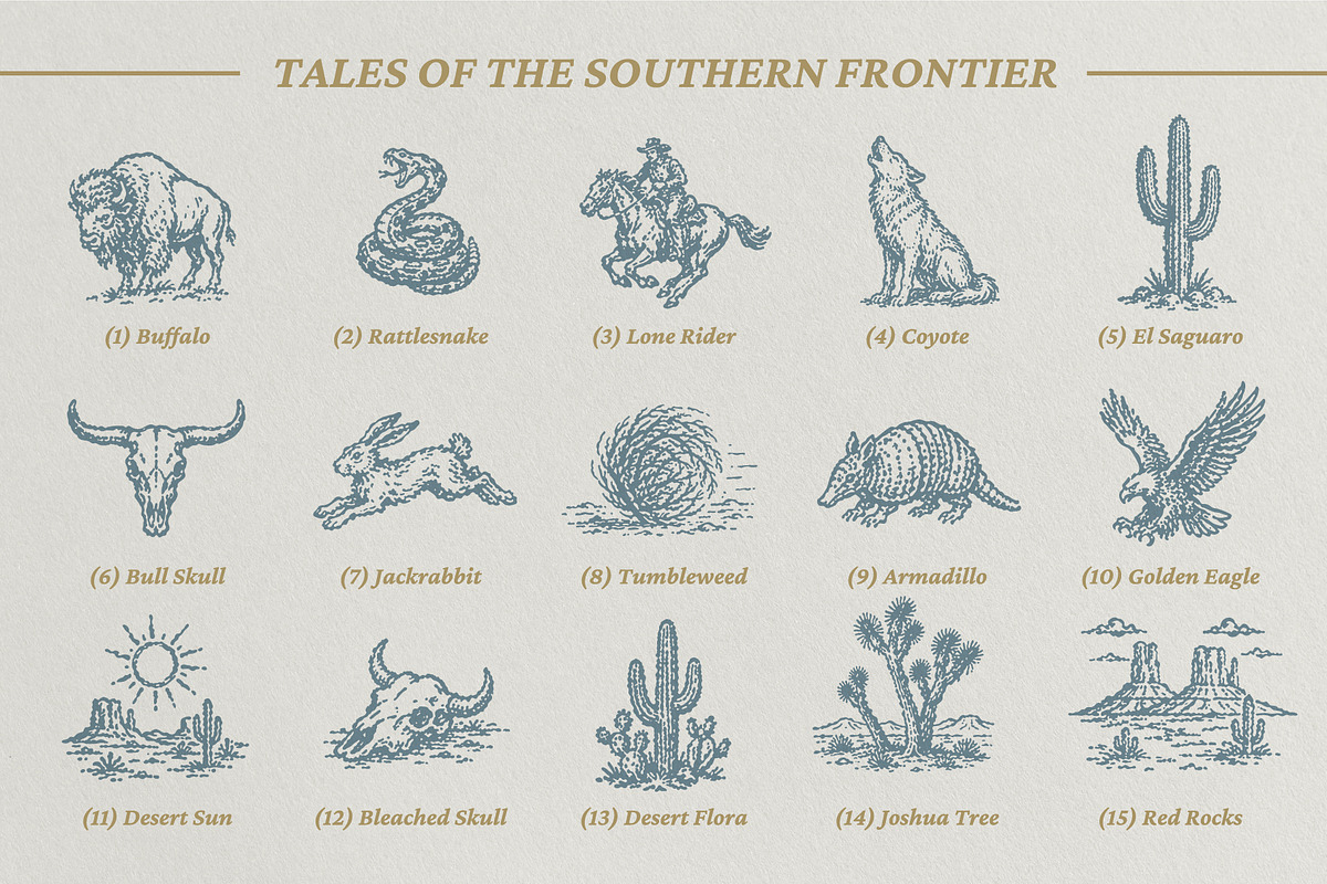 Wild South: 60 Frontier Vectors, an Object Illustration by lettett (Photo 3 of 8)