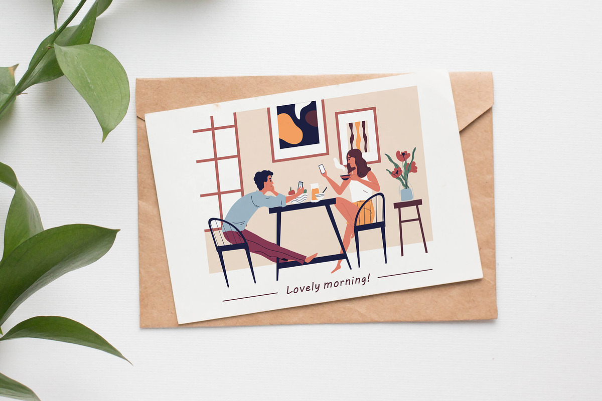 Morning routine of young couple, a Person Illustration by Good Studio (Photo 3 of 3)