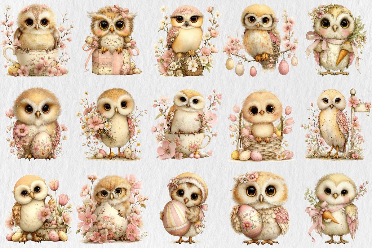 Funny Spring Owl Clipart, a Seasonal Illustration by Rose Art (Photo 2 of 6)