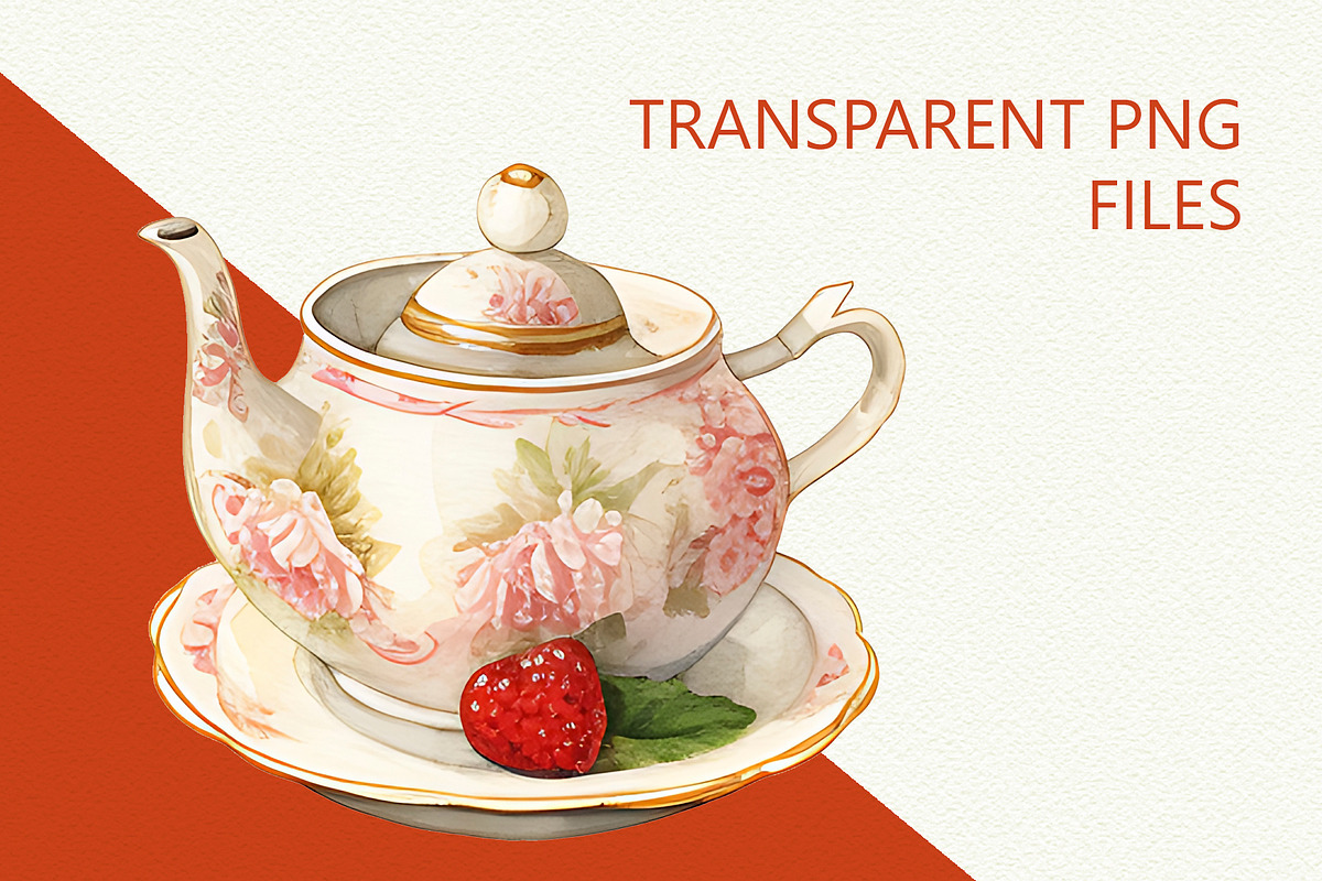 Afternoon Tea Watercolor Clipart, a Food Illustration by Anna Design Studio (Photo 7 of 8)