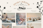 Snowy Winter - vintage illustrations, a Seasonal Illustration by Pamyatka Shop (Thumbnail 17 of 17)