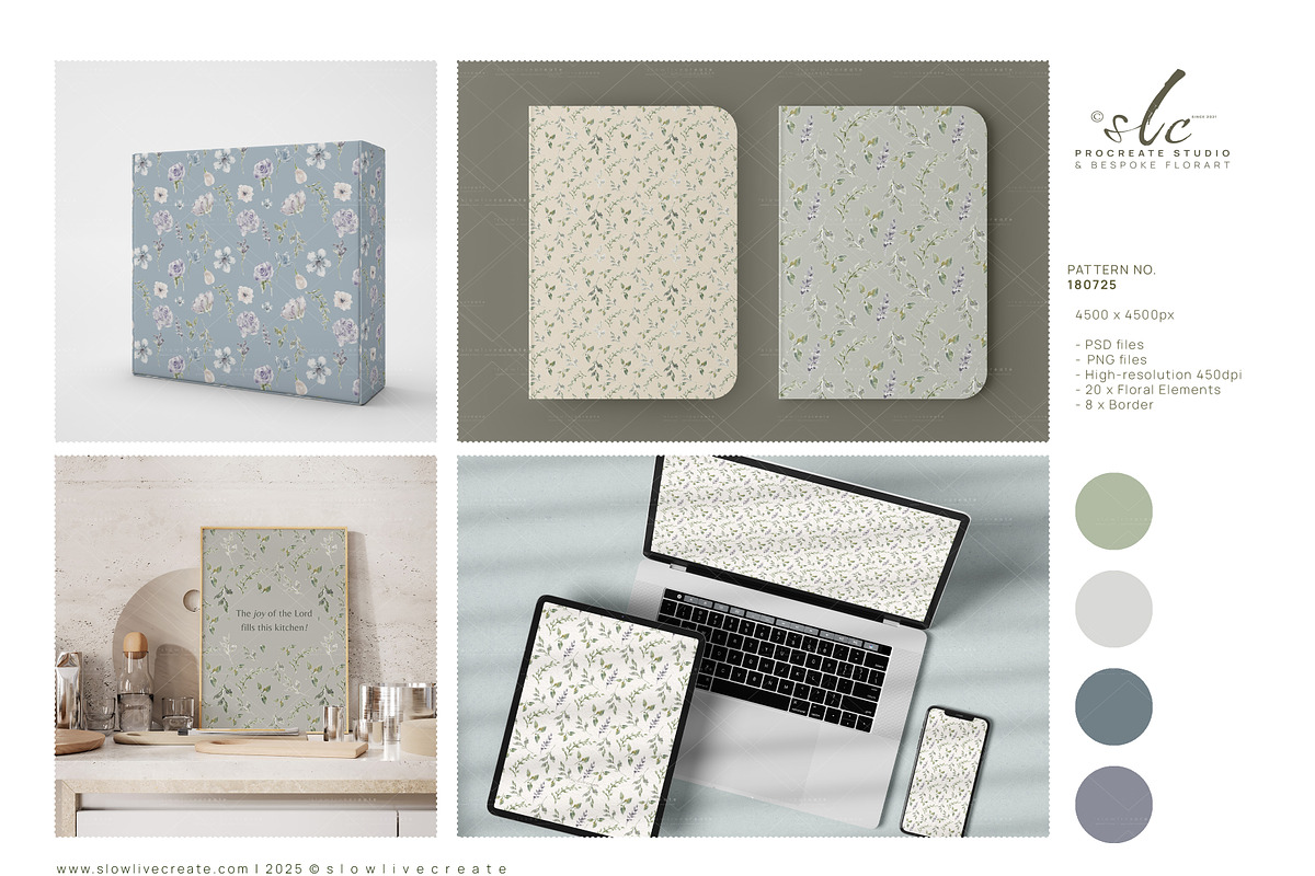 Blush & Stone Watercolor Flowers, a Decorative Illustration by slowlivecreate (Photo 5 of 6)
