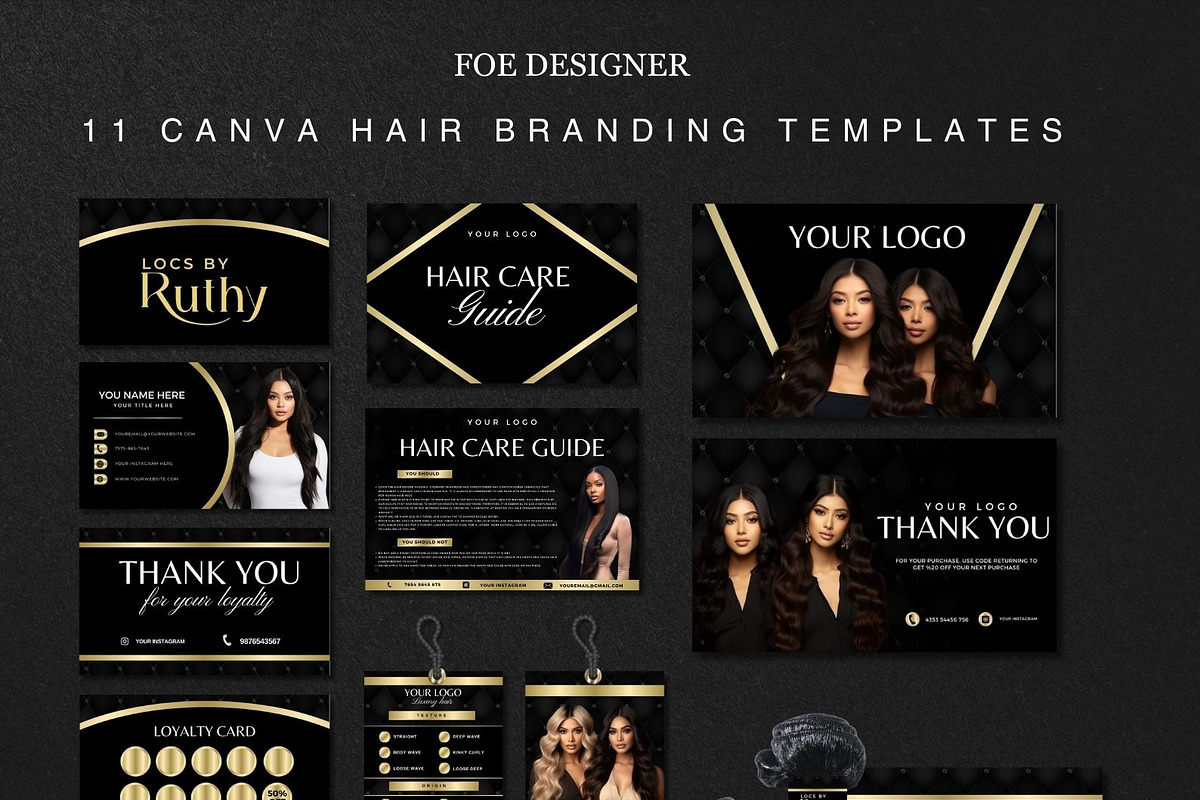 Luxury hair branding kit templates C, a Branding & Logo Template by Foedesigner (Photo 1 of 10)
