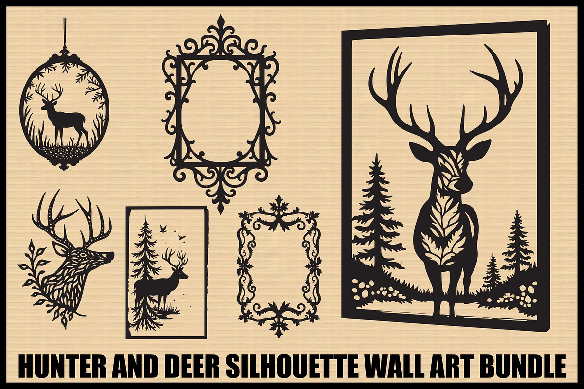 Hunter & Deer Wall Art Bundle, an Illustration by jahid234