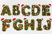 Christmas Wreath Alphabet Sublimatio, a Seasonal Illustration by Rose Art (Thumbnail 2 of 4)