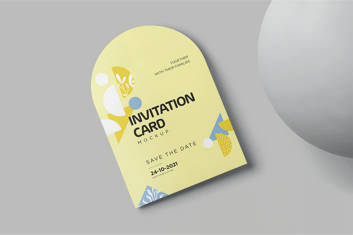 Arch Shaped Invitation Card Mockups, an Advertising Mockup by megostudi0 (Photo 4 of 6)