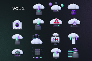 Cloud Data Storage 3D Icon Pack