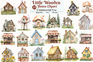 Watercolor Little Wooden House Clipa, an Illustration by Watercolor design