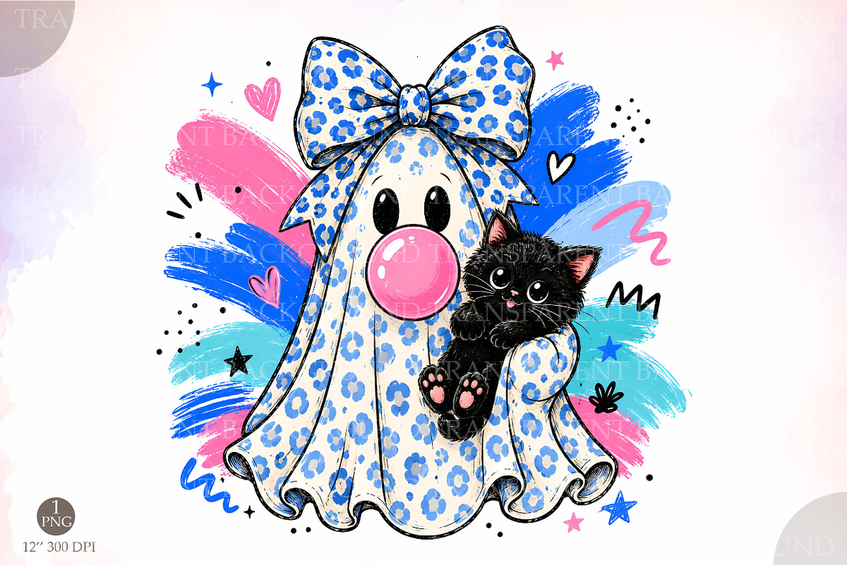 Halloween Ghost PNG,Leopard Ghost, a Seasonal Illustration by Libby Wishes (Photo 1 of 3)