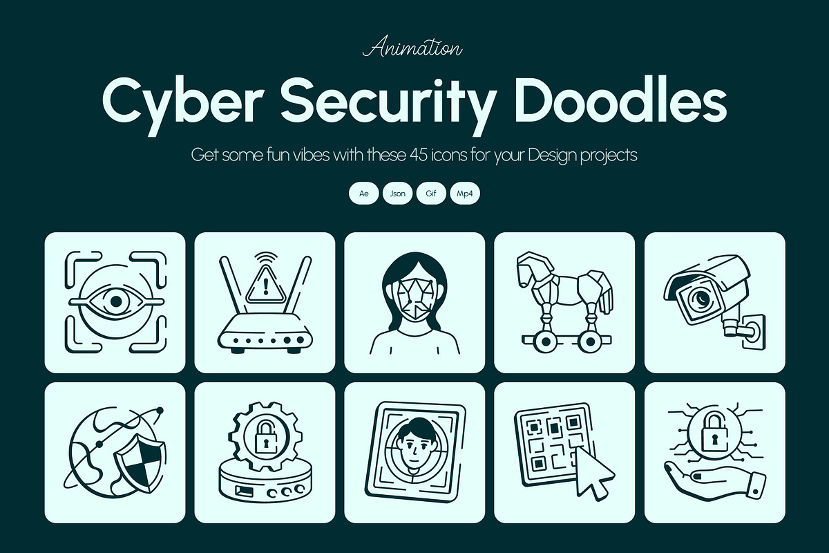 Animated Cyber Security Doodle, an Outline Icon by Vectors Market (Photo 1 of 5)