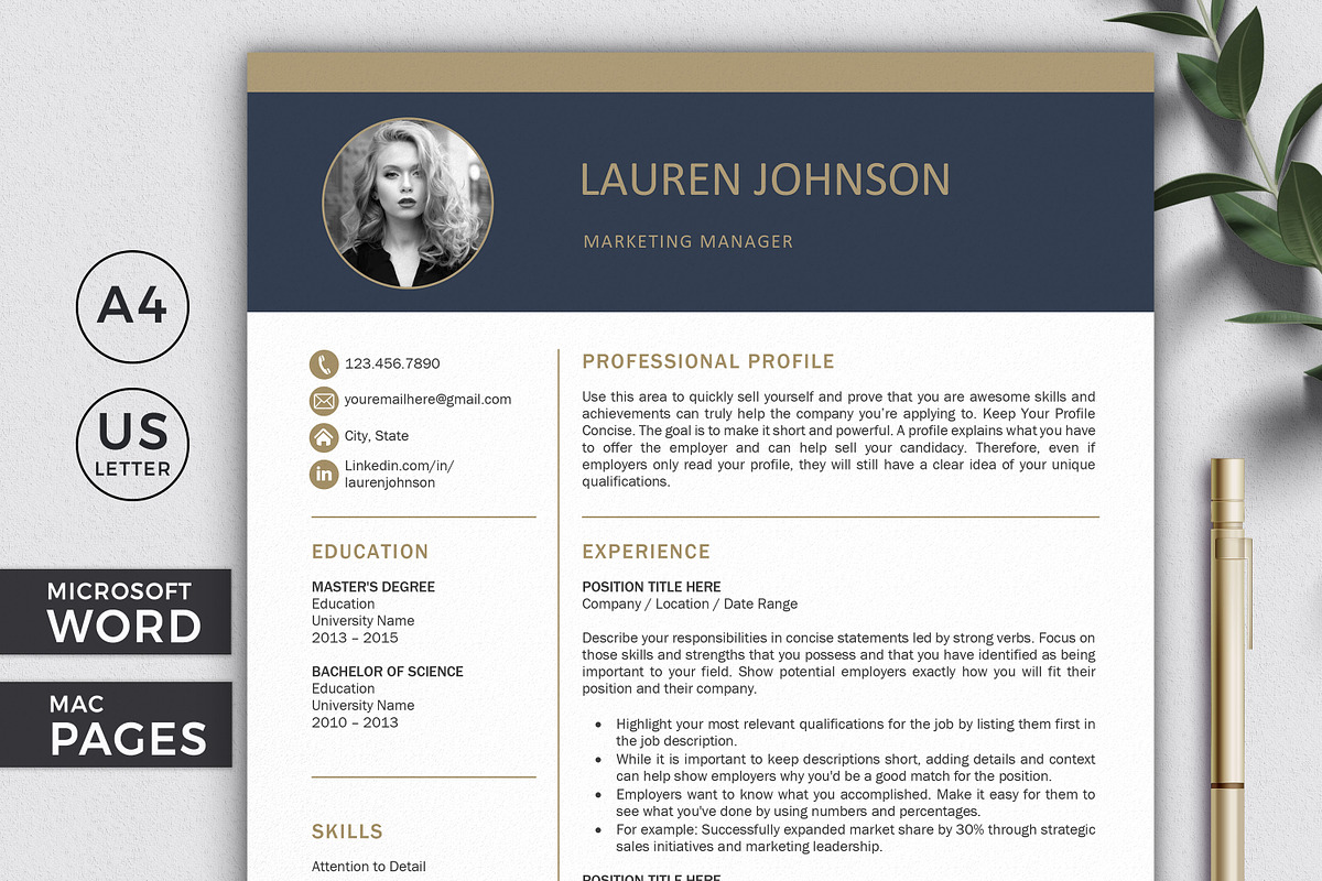 Resume Template | CV + Cover Letter, a Resume Template by Klamp Studio (Photo 1 of 5)