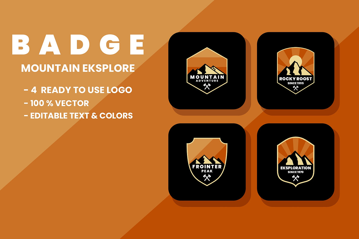 Adventure Mountain Badge Logo Set, a Branding & Logo Template by Artnivora.Std (Photo 1 of 5)