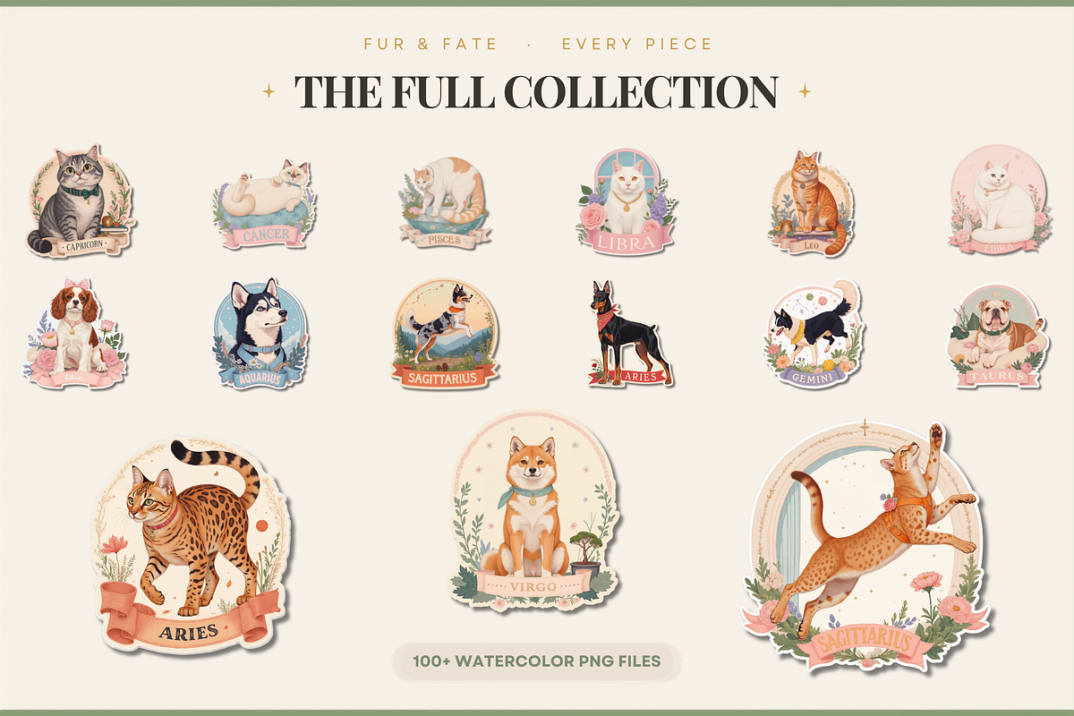 Fur & Fate Zodiac Pet Clipart 100+, an Object Graphic by Jakayla Digital Co (Photo 3 of 21)